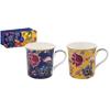 [A2958] - 'William Morris Collection' Blue Yellow Porcelain Gift Box (2 Mugs) - 85x85mm (Anthina)