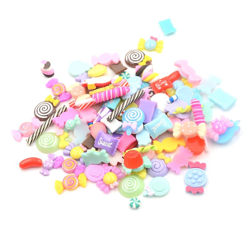 10pcs Diy Phone Case Decor Crafts Miniature Resin Lollipop Candy Dollhouse Food Supply 