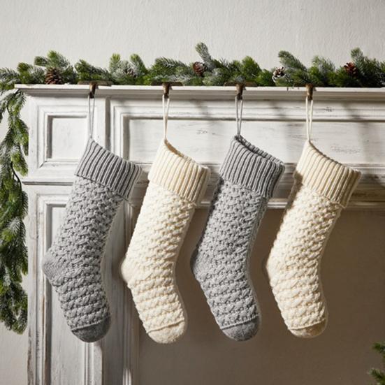 Christmas Stockings 18 Inches Large Knitted Xmas Stocking Fireplace Hanging Decoration for Holiday Home Party Decor
