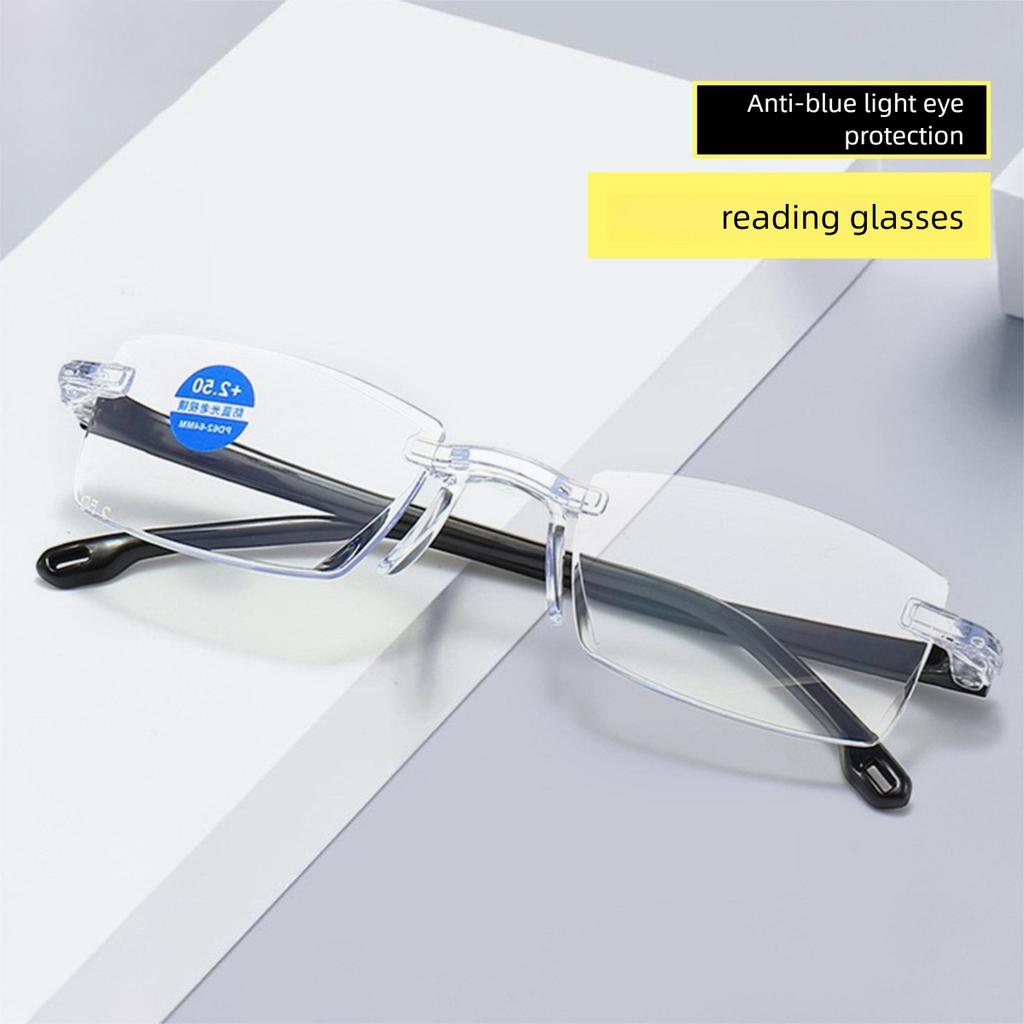 High Quality High Definition Frameless Anti-Blue Light Reading Men And Women Stylish Glasses Anti-Fatigue Glasses With
