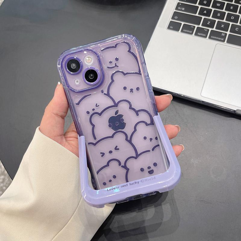 Ins невидимый кронштейн-держатель чехол для телефона для Iphone 14 13 12 11 Pro Max 14 Plus милый мультяшный медведь противоударный чехол
