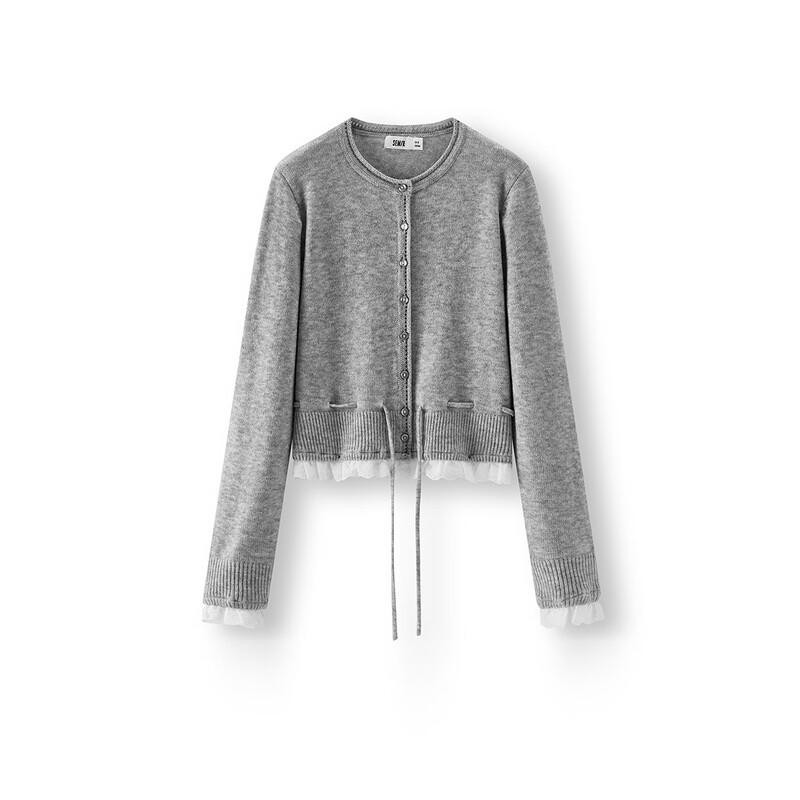 Женский короткий кружевной вязаный кардиган Semir