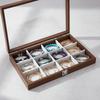Retro Jewelry Display Tray Rectangle Glass-Lid Box Watch Display Tray  Necklace Storage