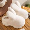 8 Cm Thick Heel Rabbit Slippers Womans Warm Winter Home Shoes Ladies Pink Bunny Fuzzy Slippers Girls Fluffy Ears Indoor Slipper