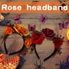 Day of The Dead Headband Butterfly Rose Flower Crown for Girls Halloween Tiaras and Crown Halo Crown Headwear Accessorie