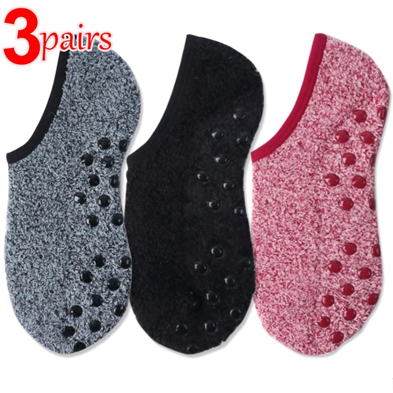 1/3 пары мягких носков из кораллового флиса, женские утолщенные плюшевые зимние теплые тапочки, короткие носки для сна, невидимые носки-лодочки