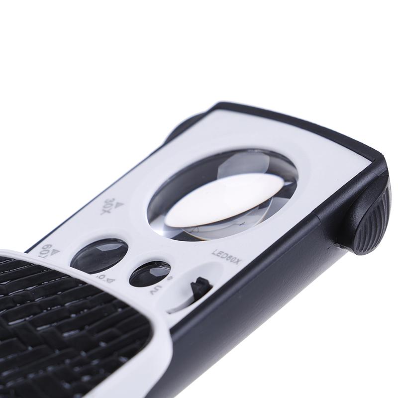 30X 60X 90X Карманная Лупа Ювелирная Стеклянная Лупа Петля Светодиодные Фонари