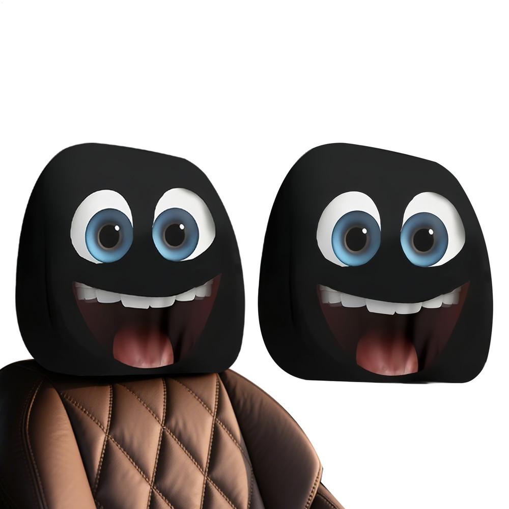 Чехол на подголовник автомобиля 2 штуки Большие глаза Эластичный протектор подголовника автомобильного сиденья Эластичные чехлы на подголовник Декор Хэллоуин