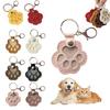 Pet Fur Storage Keychain Dog Cat Hair Memorial Keychain Faux Leather Paw