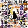 10/50PCS Halloween Cat Stickers Witchy Gothic Black Cat Witch Moon Tarot Boho Halloween Cute Stickers Scrapbook Bottle Phone Graffiti Sticker