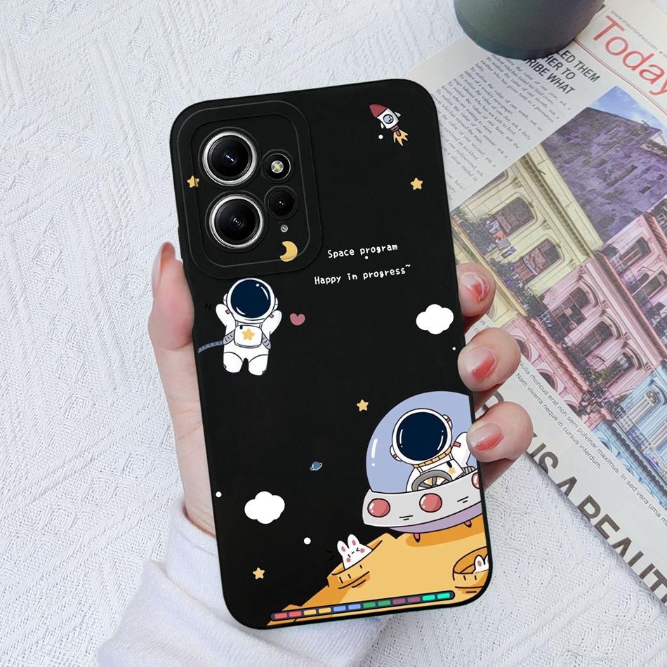 Чехлы Для Xiaomi Redmi Note 12 12S 4G 5G Милый Узорчатый Жидкий Силикон Ударопрочный Задняя Крышка Для Redmi Note 12 S Чехол Бампер