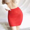 Erotic Women Solid Color See Through Transparent Elastic Mini Bodycon Skirt