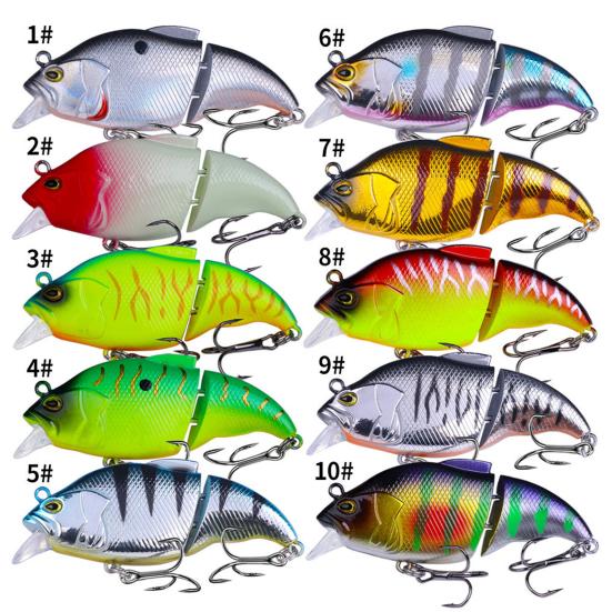 7.5CM/12G Multi-Jointed VIB Fishing Lure with Hooks Realistic 2-Section Swimbait Hard Artificial Bait Freshwater Saltwater Fishing Accessories