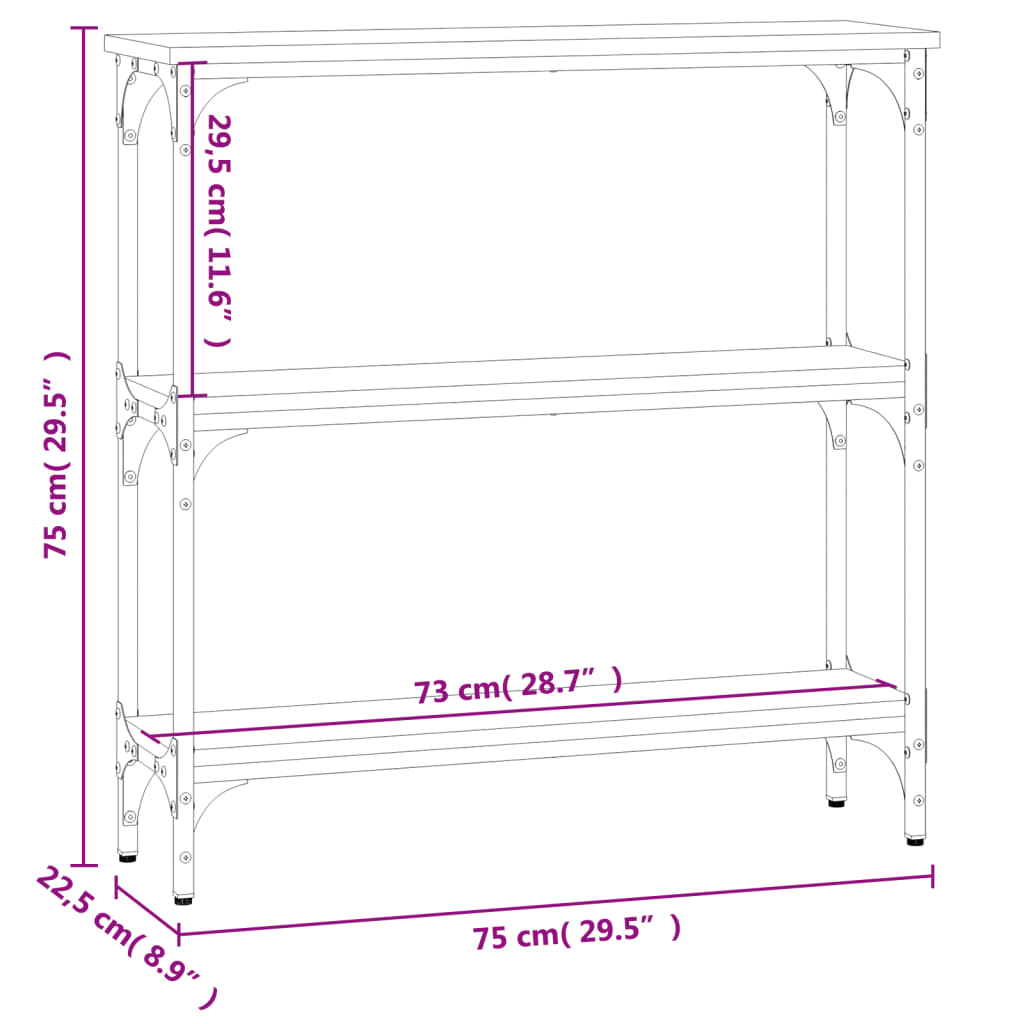 Console Table Grey Sonoma 75 x 22.5 x 75 cm Engineered Wood