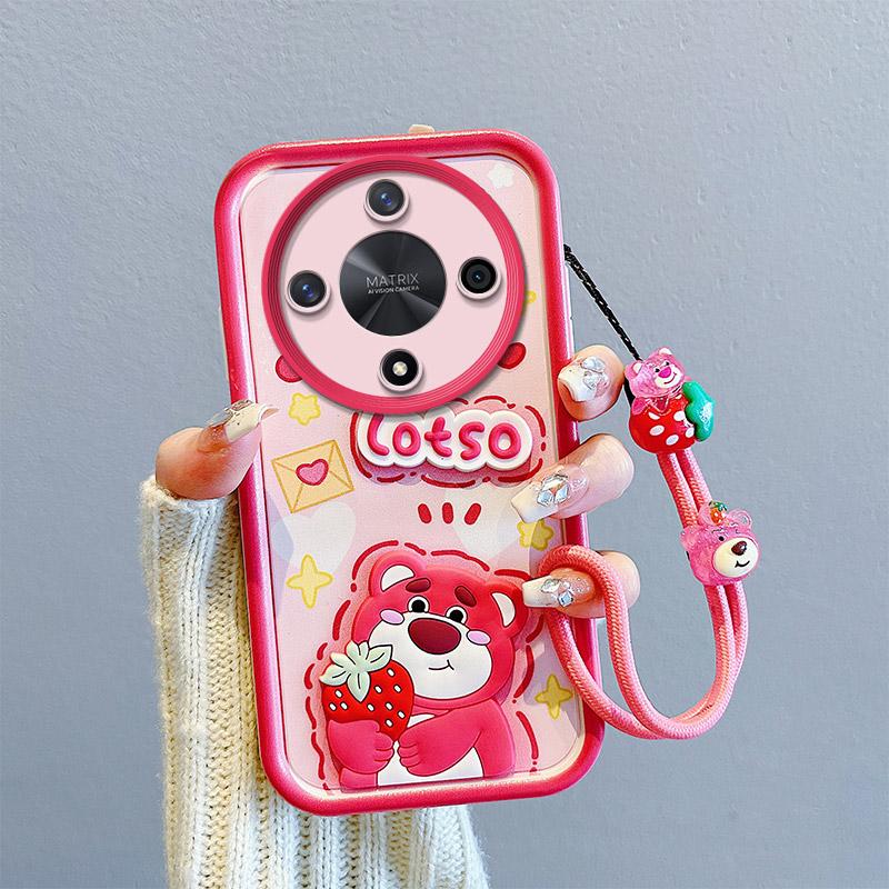 KEYSION Противоударный чехол для HONOR X9b 5G со шнурком, силиконовый милый 3D-чехол для телефона с мультяшной куклой для Huawei Honor Magic 6 Lite 5G