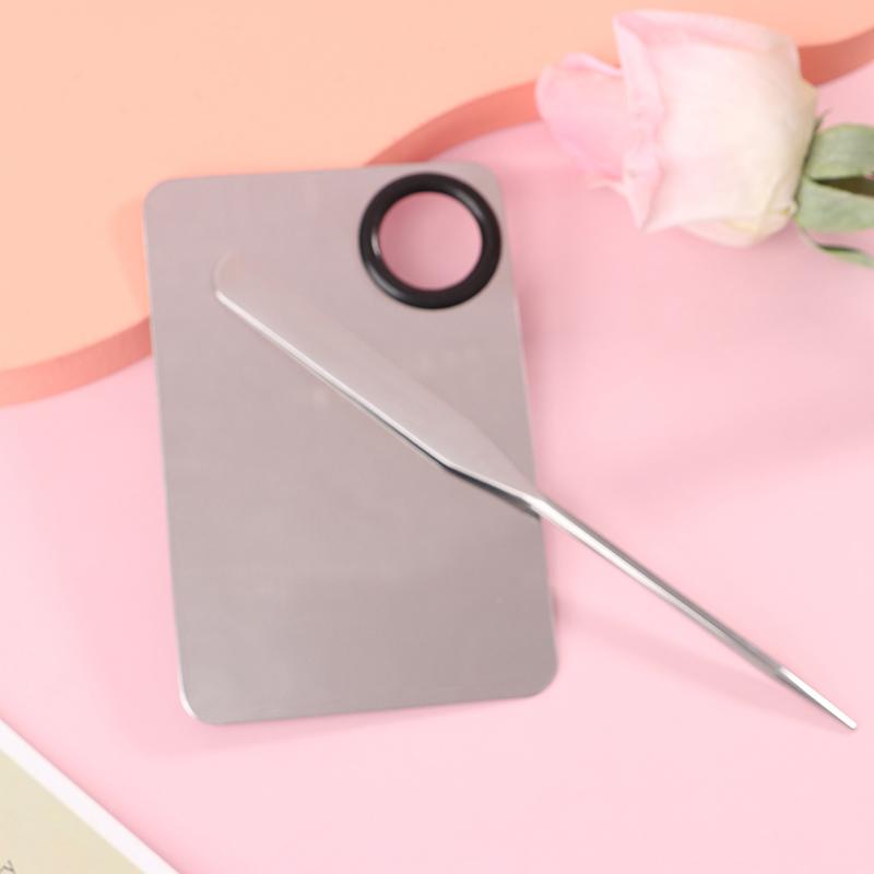 1 комплект из нержавеющей стали с двумя головками для тонера, шпатель для смешивания, инструмент для смешивания тонального крема, косметический инструмент для макияжа