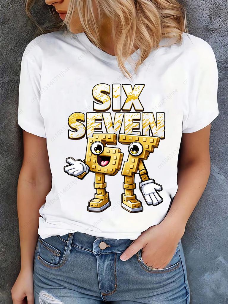 Funny Brainrot Women T Shirts for Laddy Six Seven Brain Rot TShirt Party Tshirt for Girls for Woman Tops Aesthetic Clothes