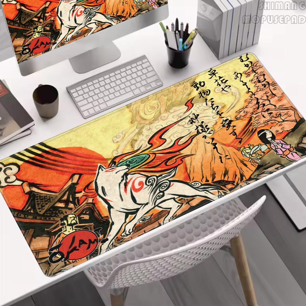 Okami Mousepad Big Gaming Masuepad Japan Deskpad Computer Desk Mat Rubber Pc Table Carpet Large Mouse Pad Pc Mouse Mats