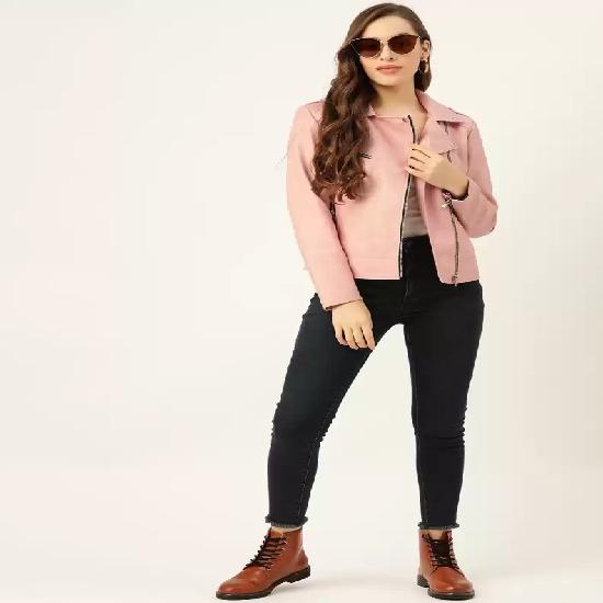 Noora Women's LADY PINK Leather JACKET Однотонная женская куртка для верховой езды с длинными рукавами