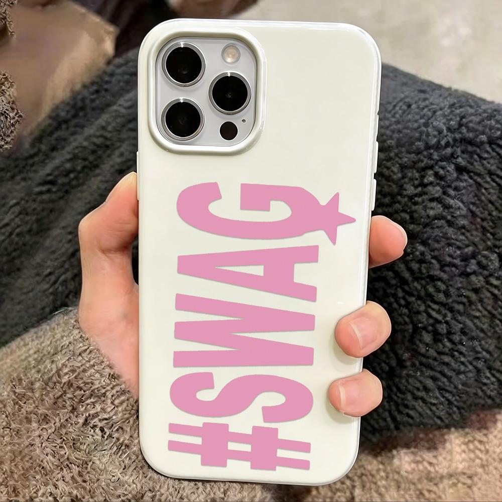 Розовые Swag Буквы Конфетный Цвет Силиконовый Чехол Для Iphone 11 13 12 15 17 Plus 14 16 Pro Max Яркая Мягкая на Ощупь Задняя Крышка