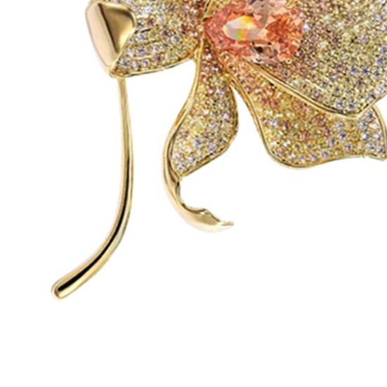 Stunning Flower Brooch Elegant Rhinestone Lapel Pins Mom And Wife Non-Allergenic Brooch For
