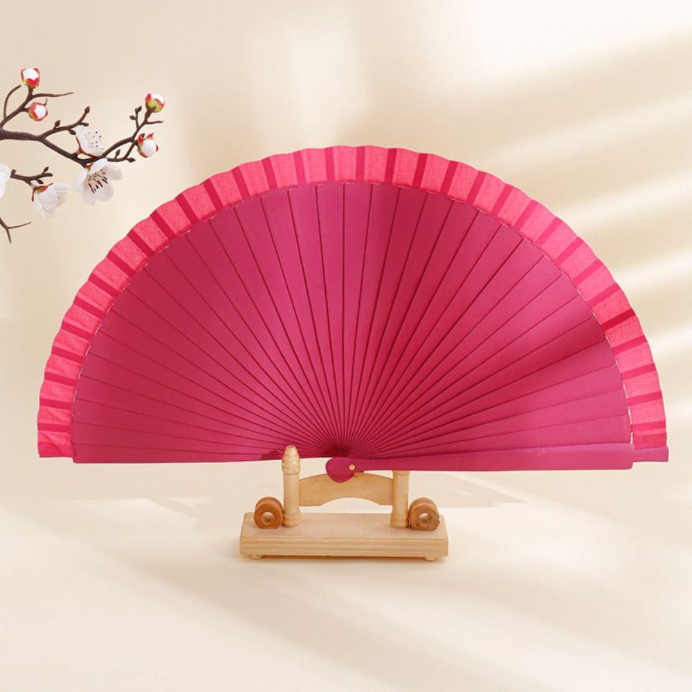 Props Decoration Colorful Chinese Style Folding Fan Wood Folding Fans Spanish Fan Wooden
