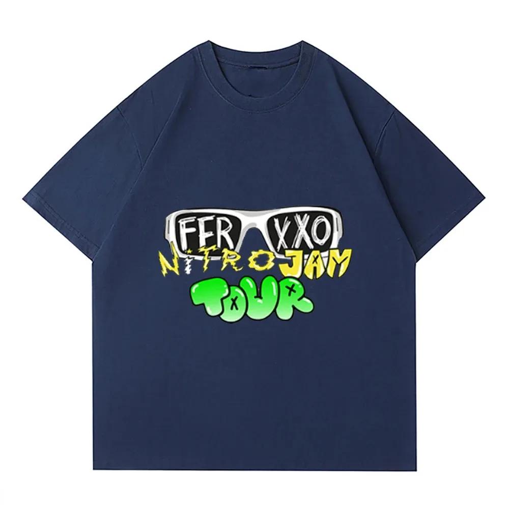 Футболка Ferxxo Мужская Футболка с принтом Мерч рэпера Feid Летняя Повседневная Футболка с коротким рукавом Оверсайз Хип-хоп Футболки Уличная одежда Футболка