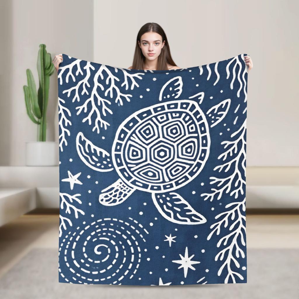 Sea Turtle Soft Cozy Blanket Pattern Plane Travel Throw Blanket Home Decor Flannel Bedspread Sofa Bed Cover