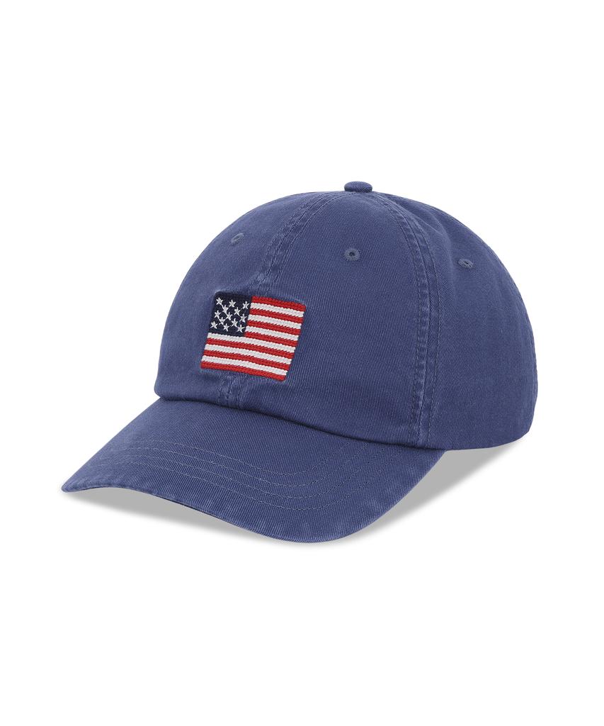 Кепка-бейсболка POLO RALPH LAUREN из твила с вышивкой флага - Темно-синяя