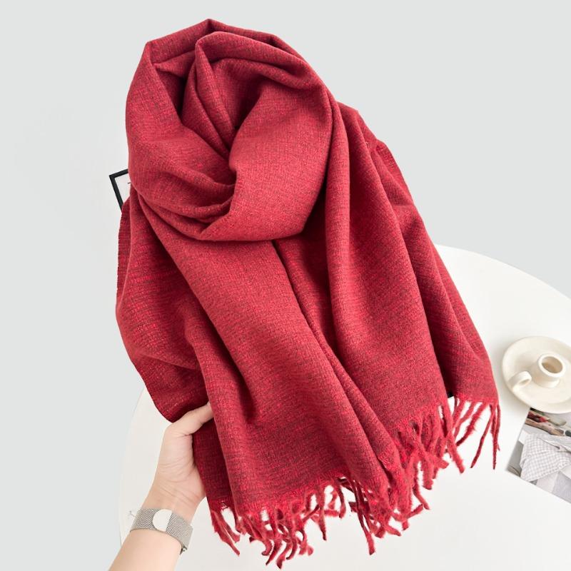 New Solid Color Scarf Couple Winter Shawl Dual-purpose Warm Long Thickened Fringed Scarf