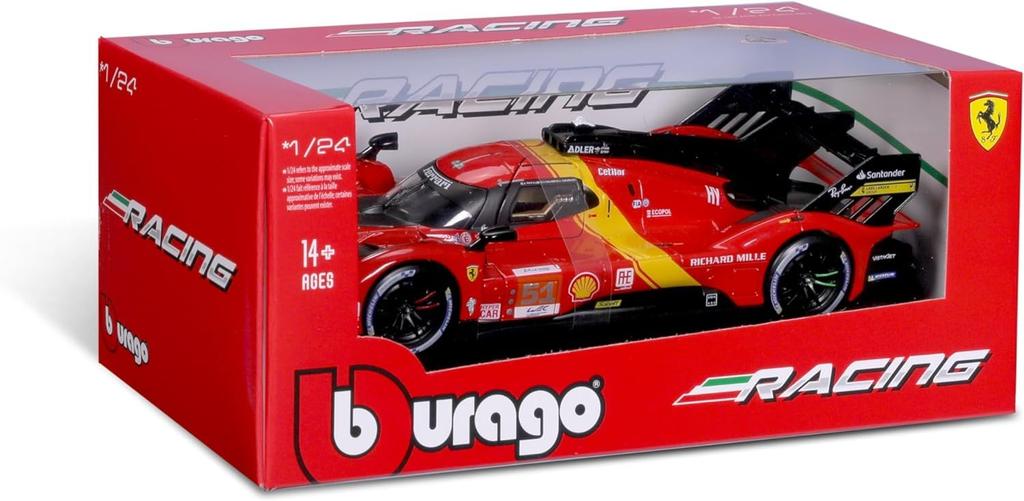 Bburago Scale Model Ferrari 499P 2023 Model Compatible with Antonio Fuoco Race Car Model - 1/18 #51 (Winner)