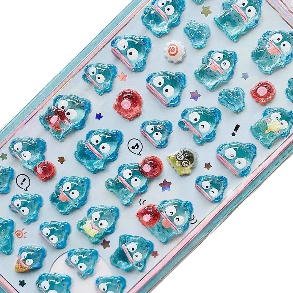 Аниме Sanrio Kuromi Hellokitty Hangyodon Cinnamoroll 3D Прозрачная Желейная Наклейка Кристальные Декоративные Наклейки Чехол для Телефона DIY Игрушка