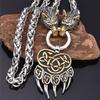 One Nordic men's Viking bear paw and wolf head pendant necklace, a fashionable and trendy necklace, a punk hip-hop party accessory.