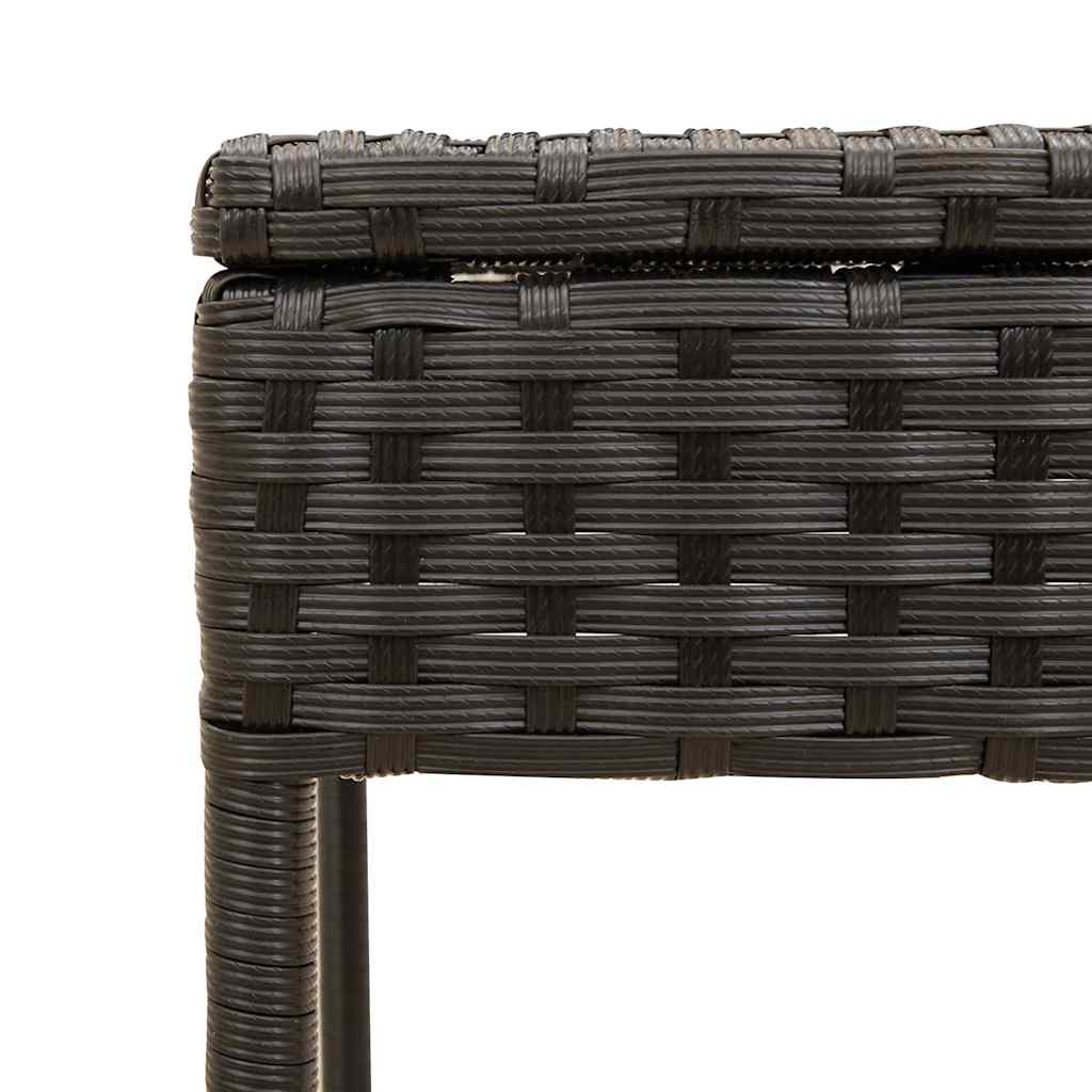 2 Piece Sun Lounger Set with Canopy and Table Black Poly Rattan