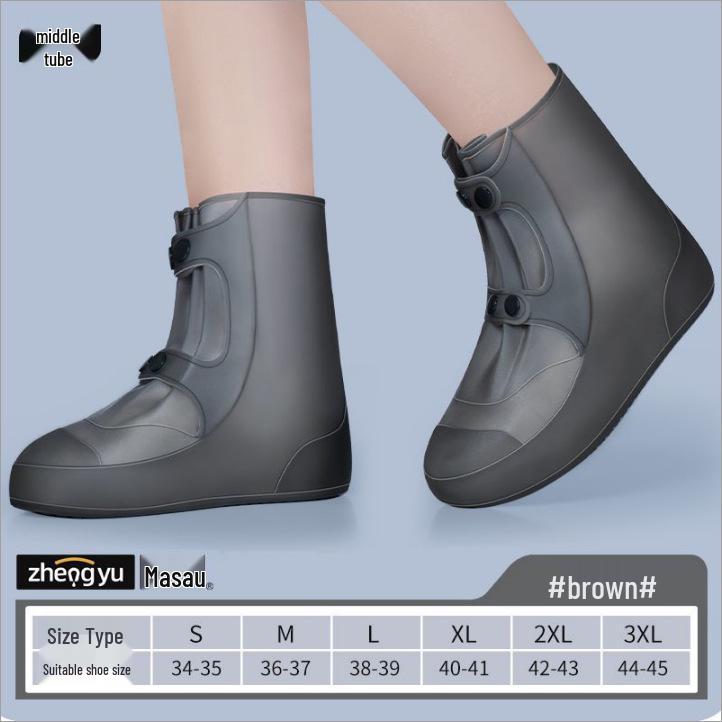 Children's and Men's Waterproof Non-slip Rain Boot Covers - Reusable, Wear-resistant Silicone for Cycling and Outdoor Use.