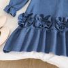 Платье для девочек Осень Новое Корейский стиль Западный стиль Кружево Длинный рукав Сладкая юбка Трехмерный цветок Платье принцессы