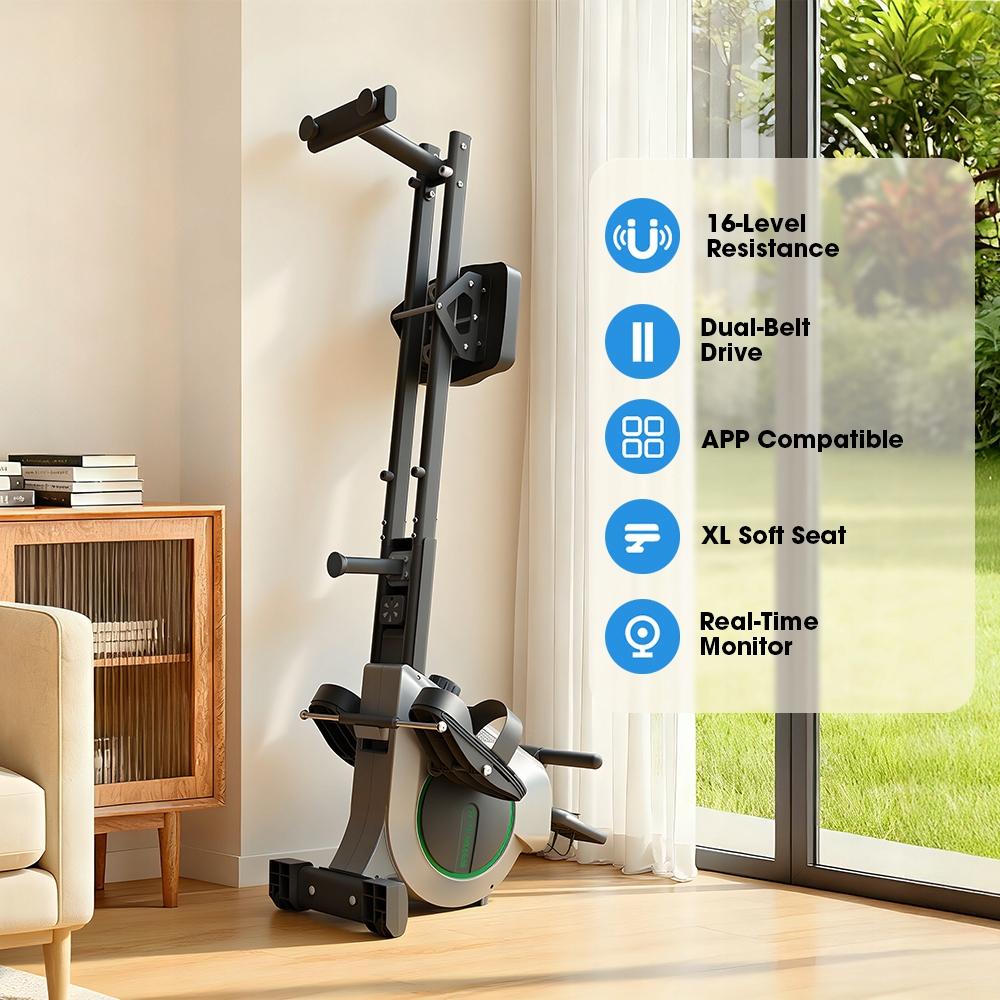 Magnetic rowing machine QK530-DZ KZYNTH Crane LCD Double track Professional 16 levels app