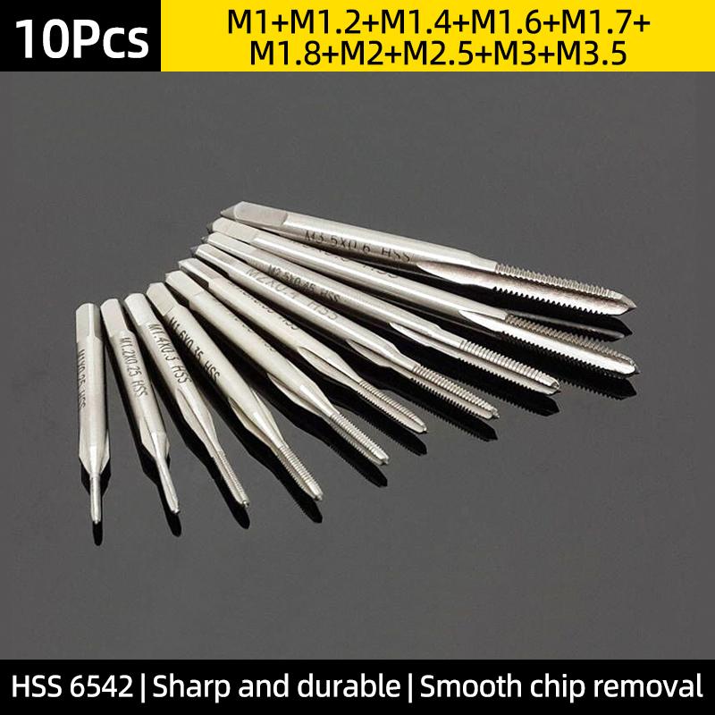 Machine Thread Tap Drill Bit HSS 6542 Titanium Metric Screw Machine Taps Straight Flute Hand Tool M2/M2.5/M3/M3.5/M4/M5/M6/M8