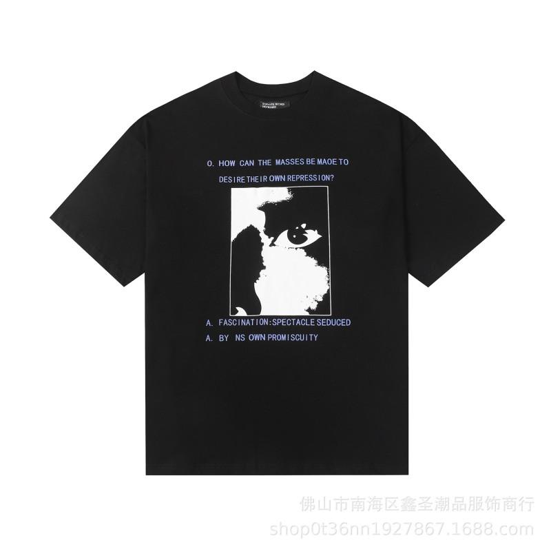 Vintage Letter Print T-Shirt Men Women Loose Fit Short Sleeve Cotton Tee