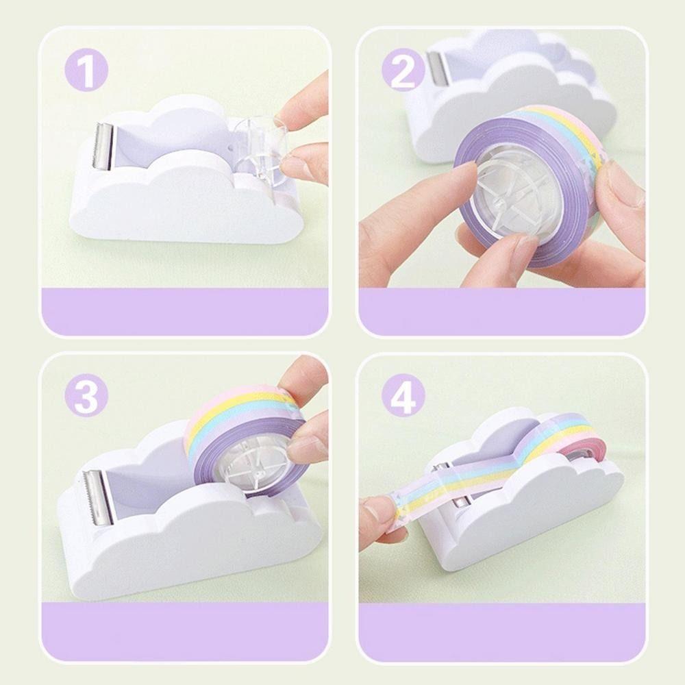 Rainbow Color Tape Cutter Cloud Shaped Desktop Tape Holder High Quality Tape Dispenser  Students