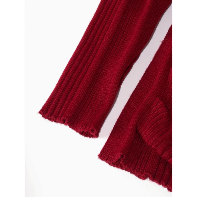 Осенне-зимний однотонный вязаный кардиган средней длины с длинными рукавами и карманом