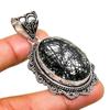 Black Rutile Gemstone Handmade 925 Silver Plated Jewelry Pendant 2.08"