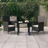 VidaXL Garden Dining Furniture with Cushions 3 Pcs Black 3099425