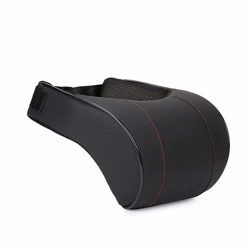 Memory Foam Car Neck Pillow with PU Leather Cover - Headrest Neck Support Cushion for Vehicle Interior Accessories
