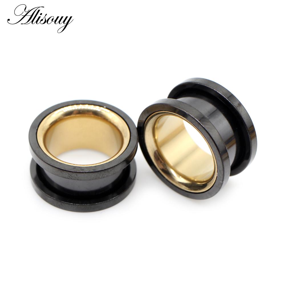 Alisouy 2 шт. Smiple полые расклешенные беруши из нержавеющей стали туннельный расширитель носилки манометры пирсинг плоти серьги украшения для тела