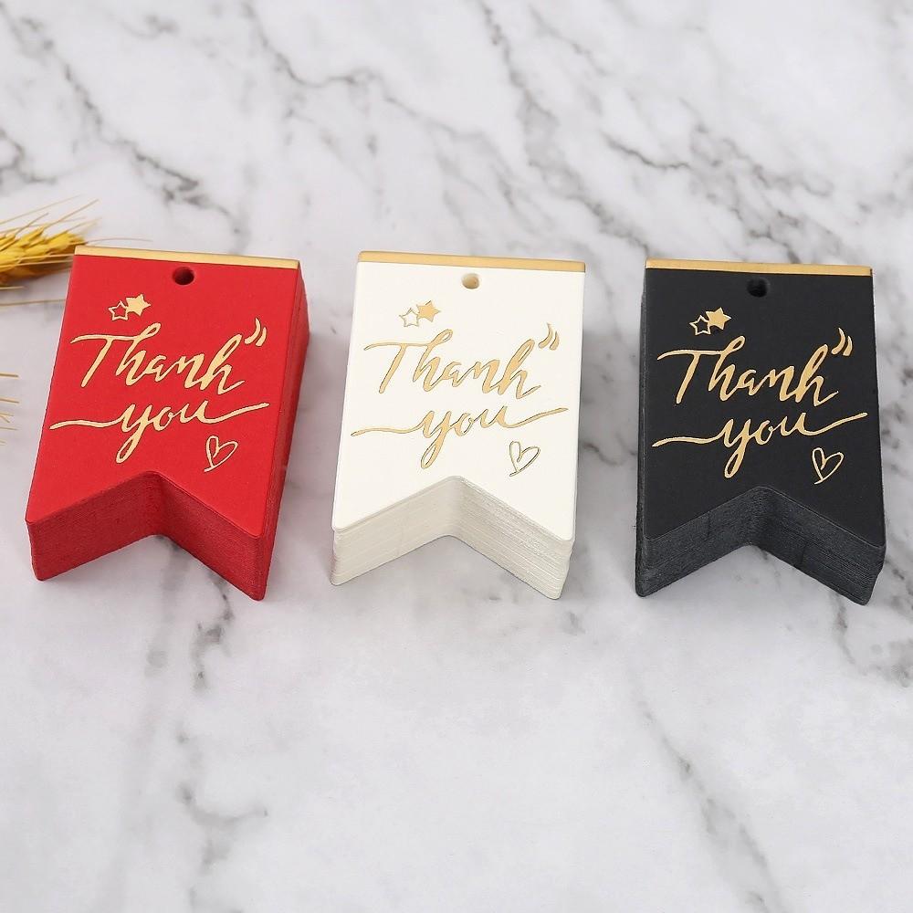 100pcs Black White Paper Thank You Cards Bronzing Stamping Gift Tags Festive & Party Supplies