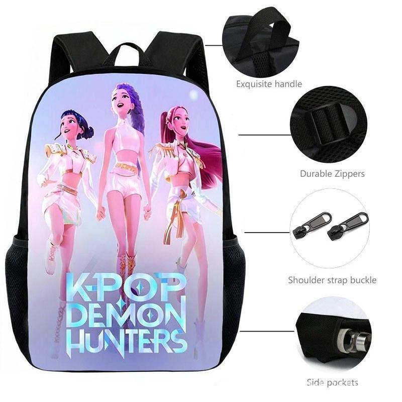 K-Pop 3-Piece School Backpack Set Multicolor Student Backpack Crossbody Bag Pencil Case Combo Campus Bag