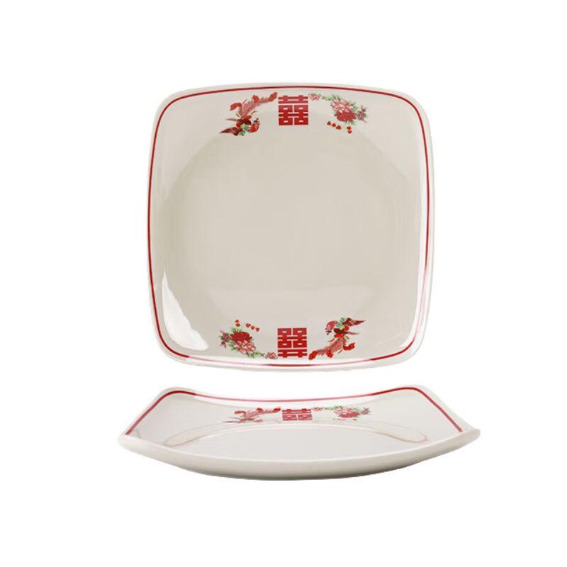 Retro Chinese Melamine Square Plate Set