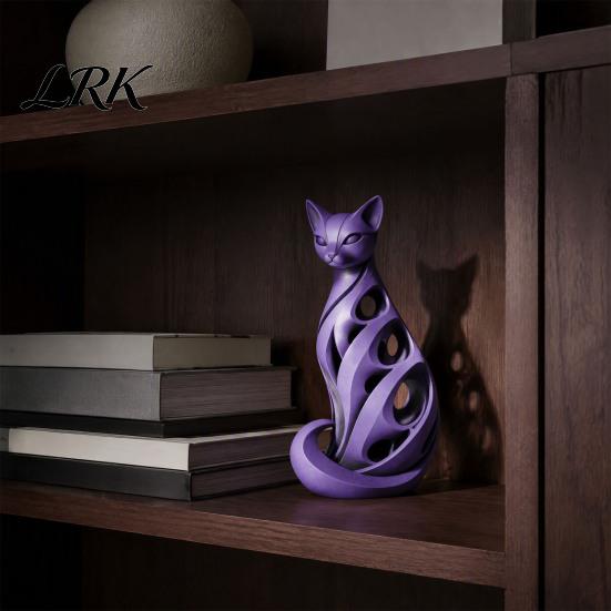 Абстрактная фигурка кота для полок, 3D-печатная спиральная фигурка, полая современная скульптура, поделка, подарок коллегам, полка на стол, минималистичное искусство, домашний офис