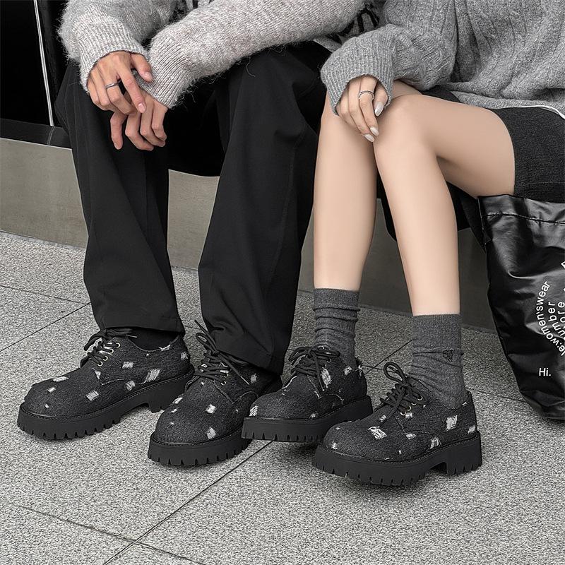 2024 новые туфли дерби с большой головой мужские осенне-зимние на платформе повседневные кожаные туфли с отверстиями 9261-J